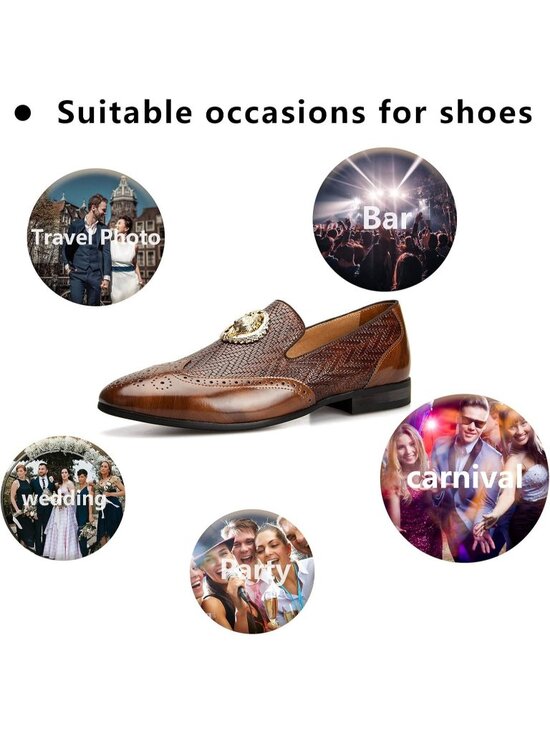 Meijiana Men\'s Brown03 Microfiber Loafers Buckle PU Leather Weeding Dress Shoes main image 4